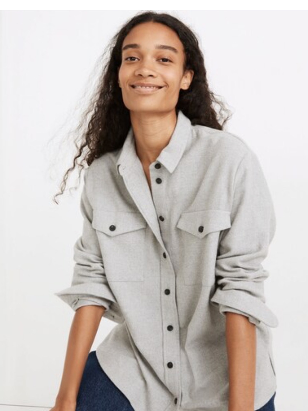 Madewell Flannel Flap-Pocket Oversized Ex-Boyfriend Shirt size XL